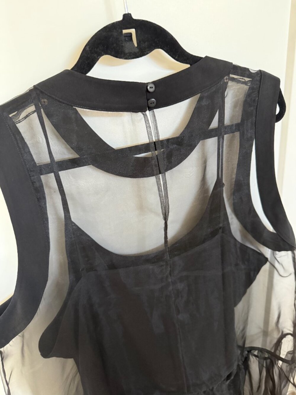 BHLDN Kendall Sleeveless High-Neck Organza Mini Dress / Black / XL - Picture 5 of 9